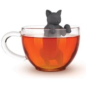 NEW Fred Cat Purr-Tea Tea Infuser Silicone Grey Cats Kitchen Accessory